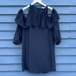 Calypso St. Barth Cut-Out Shoulder Black Silk Dress